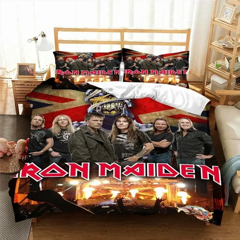 Iron--Maiden Pattern Quilt Cover Pillowcase Bedding Two or Three Piece Set Multi Size Comforter Set Duvet Cover Bedding Sets 4