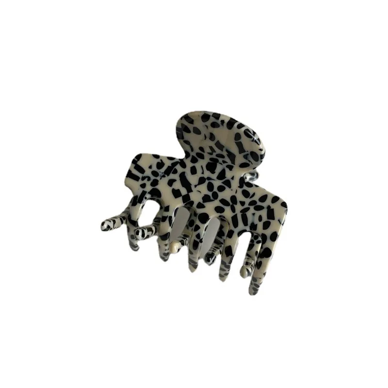 Neue koreanische Vintage Leoparden muster weibliche Haarschmuck hochwertige Acryl geometrische Haars pange Klaue für Frau Mädchen – Detail 10