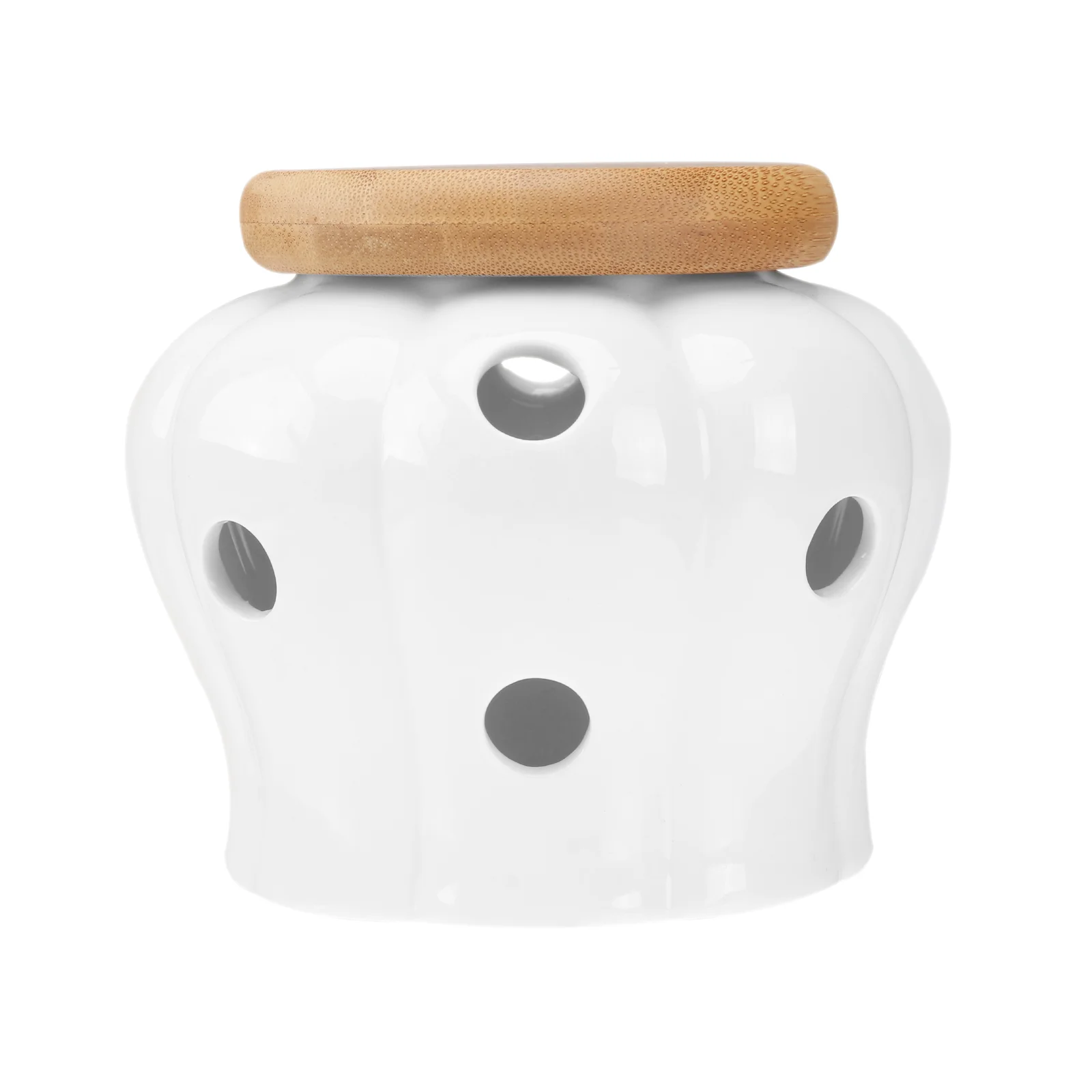 

Ceramic Storage Container Saver Garlic Keeper Ceramics Garlic Jar Vented Garlic Container with Wooden Lids Kitchen Container