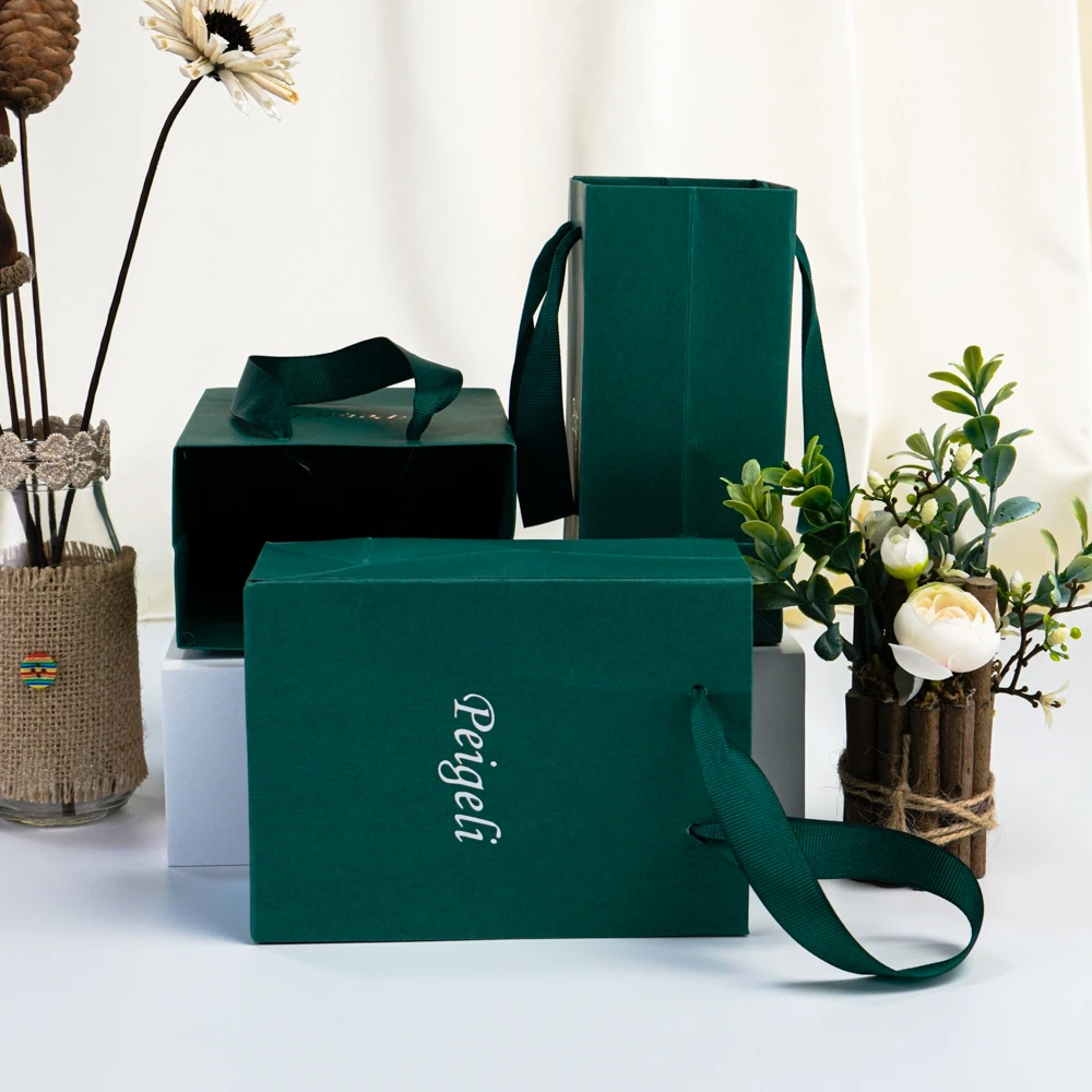 Mini Dark Green Kraft Gift Bags Custom Logo 4x2.8x4.5 inch Bulk Small Paper Tote Bags with Deep Green Handles for Wedding Party 4 S934b79ea82de42f2adf65df1a679dd57j