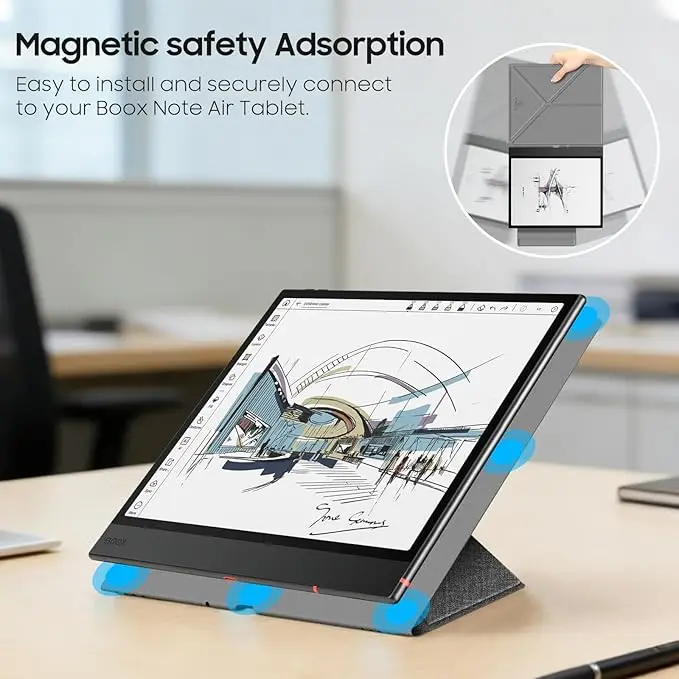 Magnetic Case with Auto Sleep/Wake and 2-Way Origami Stand Featuring Pen Buckle Design
