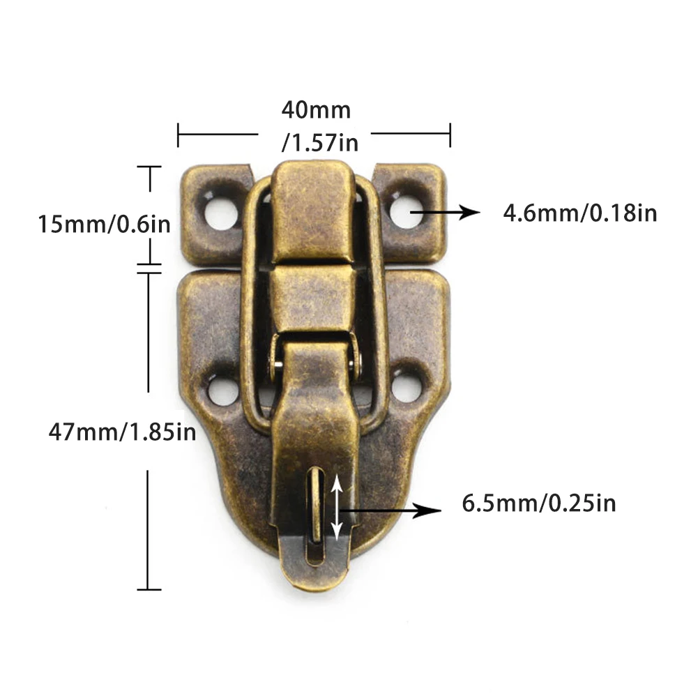 Description Picture 2 of item2pack Trunk Duckbilled Hasp Furniture Clasp Retro Style Toggle Latch Wooden Box With Screws Toolbox Suitcase Cabinet Decoration