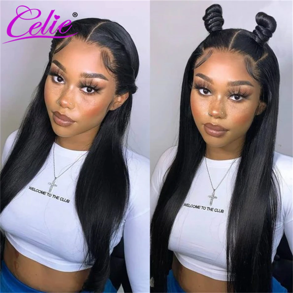 Celie 13x6 Bone Straight HD Lace Frontal Wig 6x5 HD Lace Closure Wig 200 250 Density for Women human hair wig lace front wigs