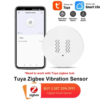Tuya Smart Zigbee Motion Sensor Smart Vibration Sensor Tilt Sensor APP Wireless Alarm Real-time Monitoring Alarm Recording