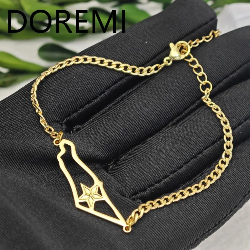 DOREMI Stainless Steel Star Any Country Map Necklace Bracelet Custom Design Africa Map Pendant  Chain Bracelet Necklace Jewelry
