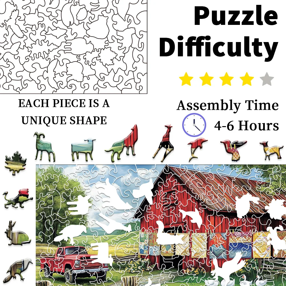 Green Countryside Farm Wooden Puzzle Exquisite Color Box Packaging Perfect Birthday Or Christmas Gift Ideal Choice For Party