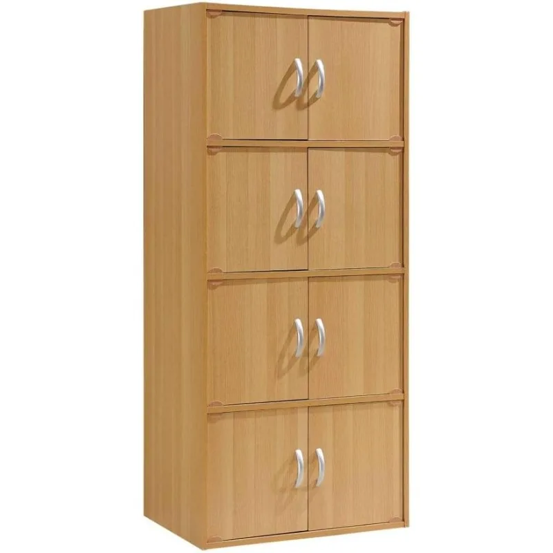 

Hodedah 4-Shelf, 8-Door Cabinet Bookcase, Beech