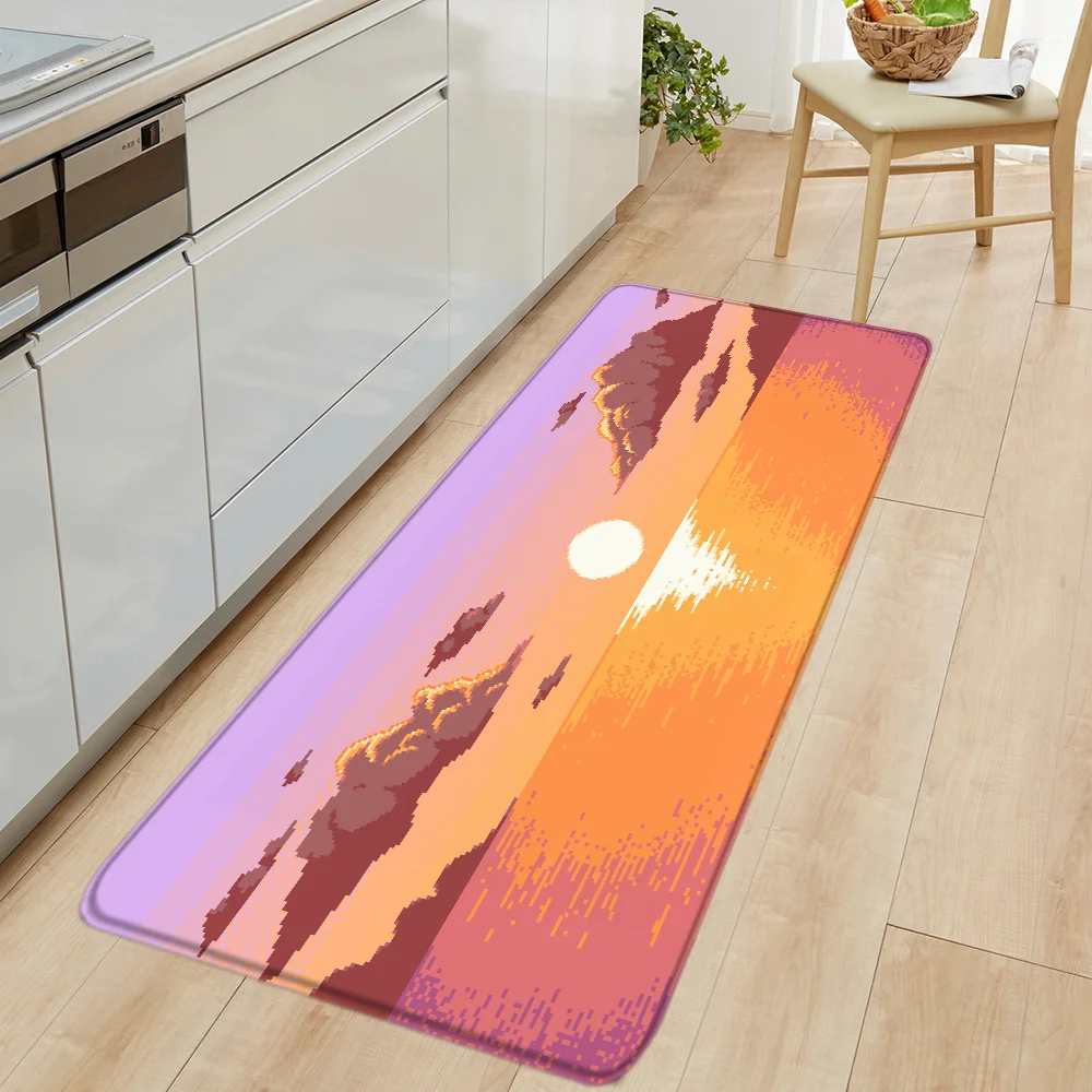 

Sunset Floor Bath Mat Carpets for Home Non Slip Carpet Entrance Door Doormat Room Mats Washable Non-slip Kitchen Rug Balcony