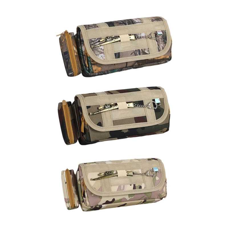 

Multi-Layer Pencil Pen Case Camo Pencil Bag with Removable Mini Coin Bag Large Capacity Pen Pouch for Boy Girl Student