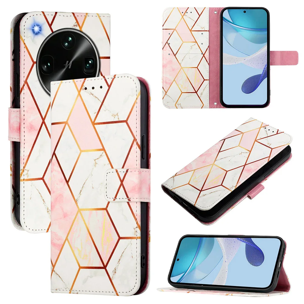 Charming Painted Leather Flip Wallet Stand with Card Holder