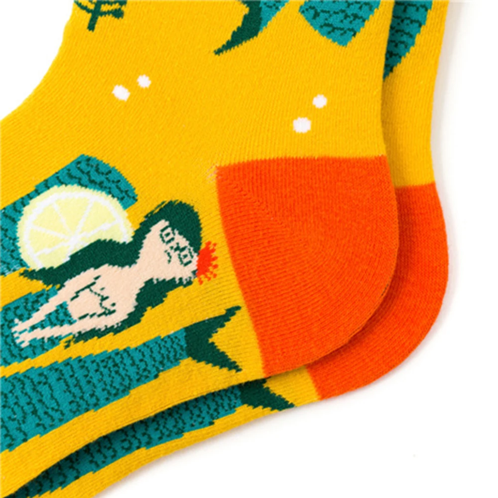 2Pairs Fashion Women Sock Kawaii Cute Sweet Colorful Funny Pattern Trendy Sock Knitting Sport Casual Cotton Unisex Mid Tube Sock