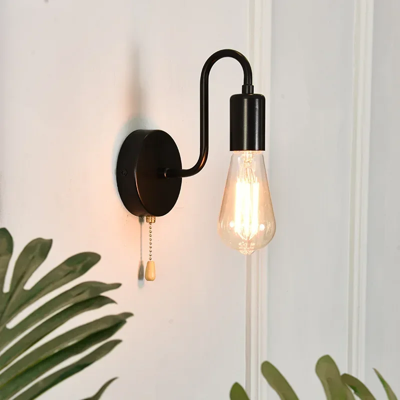 Nordic Creative Personality Modern Simple Zipper Lights Living Room Bedside Bedroom Study Aisle E27 Wall Lamp
