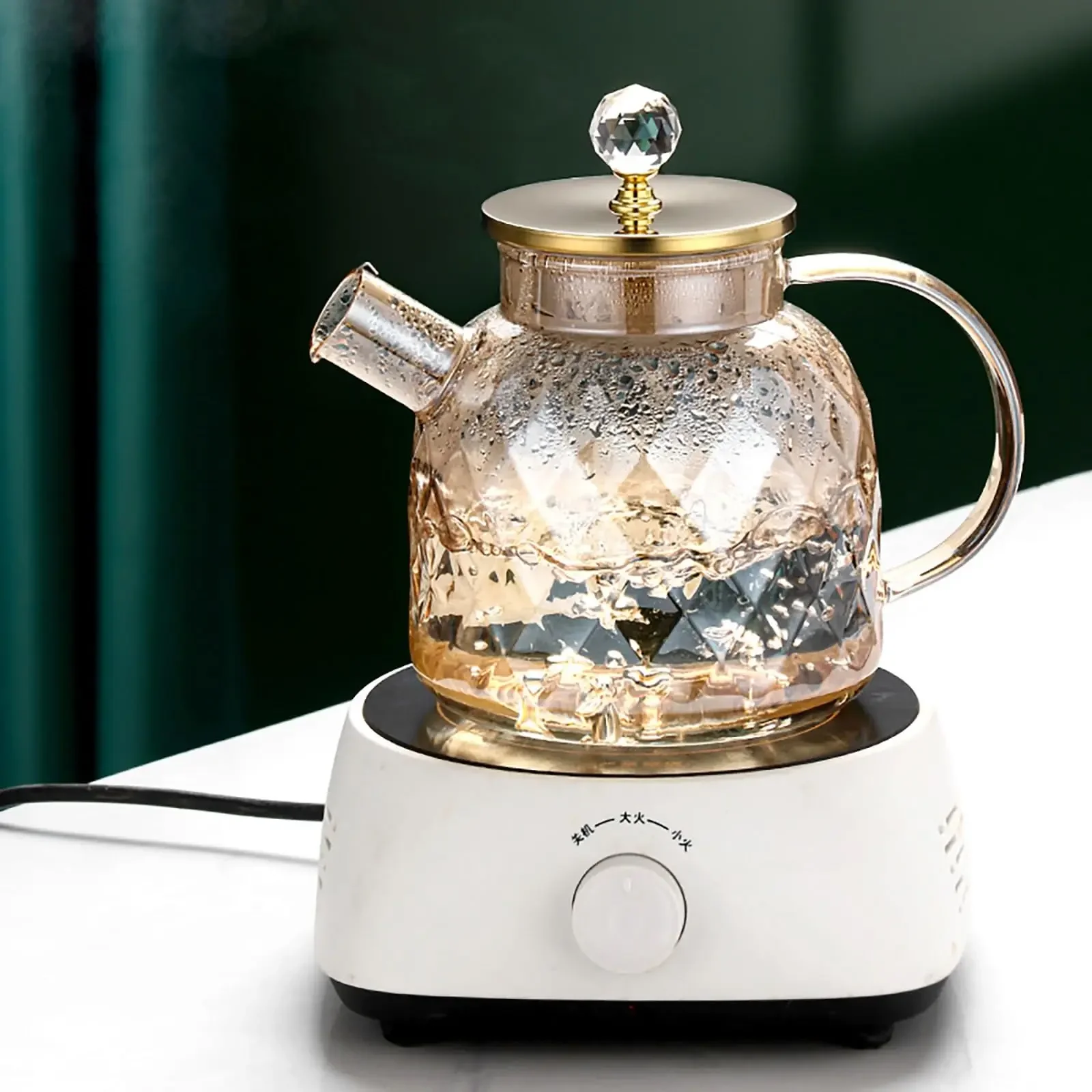Coffee Pot 1/1.8L Glass Teapot for Stovetop/Microwave Safe Glass Borosilicate Coffee Pot with Infuser Tea Pots for Loose Tea Drinkware