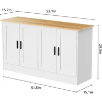 White 4-Door Buffet Cabinet – 53.1" Sideboard with Adjustable Shelves for Kitchen, Coffee Bar & Hallway - Image 2