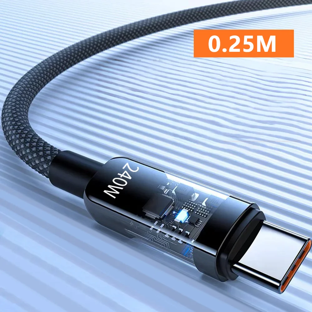 Super Fast Charging 240W USB Type C Cable with LED Indicator