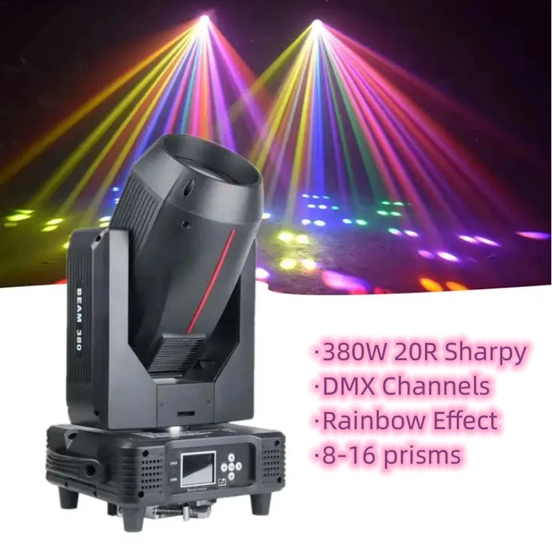 

380W 20R Sharpy Moving Head Beam Spot Light Rainbow Effect DMX Channels For Disco Wedding Clubs Professional Events Music Show