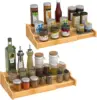 3 Tier Expandable Bamboo Spice Rack Seasoning Organizer for Cabinet Pantry Countertop Kitchen Step Shelf  Makeup Organizer 1