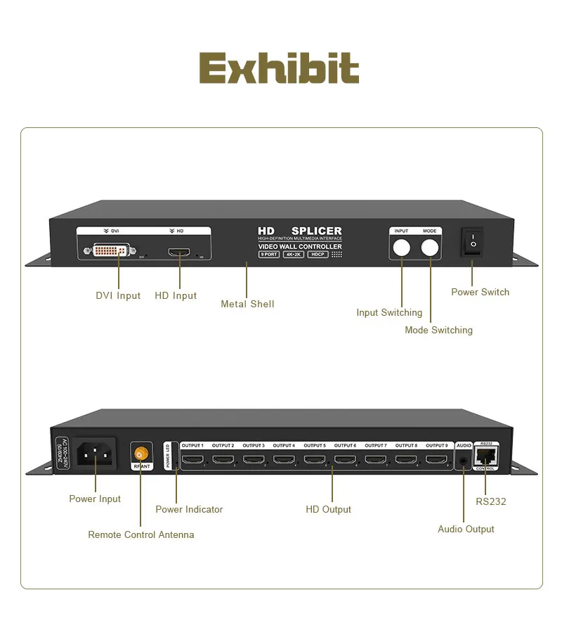4K HDCP Video Wall Screen Splicer 2X2 3X3 1X4 TV Video Wall Controller LCD Screen Support 3840&times;2160p@30Hz
