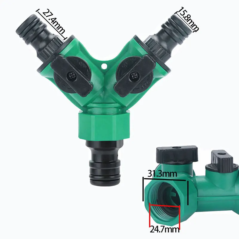 Garden Hose Splitter 2 Way Garden Hose Connector Faucet Watering Shut Off Landscaping Flower Planting Irrigation