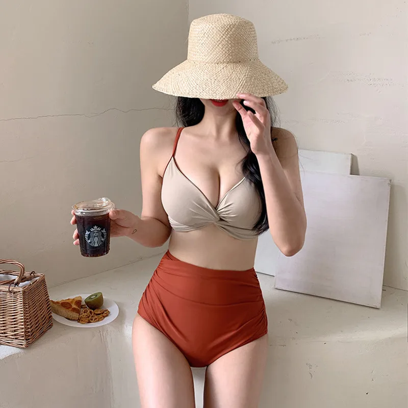 

Two Piece Swimsuit Surfing Clothing 2023 Sexy Badpak Bathing Suit Women Tankini 2023 Swimwear Split Since High Waist Sports