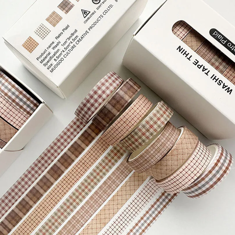 8Rolls Basic Retro Washi Tape Journaling Supplies Washitape Diary Decoration Cinta Adhesiva Decorativa Scrapbooking Washi Tapes 2