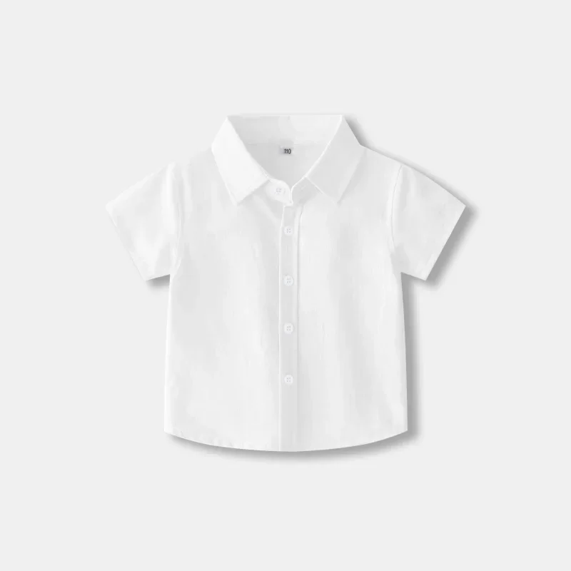Kids Shirts Boys Long-sleeved Spring and Autumn Pure Cotton Girls Performance Comfortable White Blouse