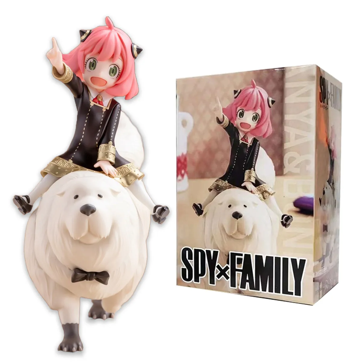 

14CM Anime Figure SPY×FAMILY Anya Bond Forger Riding A Dog Cute Model PVC Children Ornaments Toys Collection Gift Action Figure