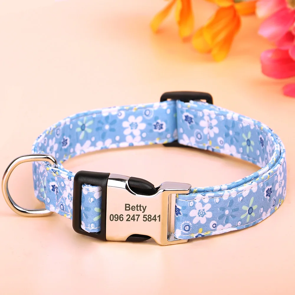 Title 20, Personalized Fashion Dog Collar Nylon Flower Pr...