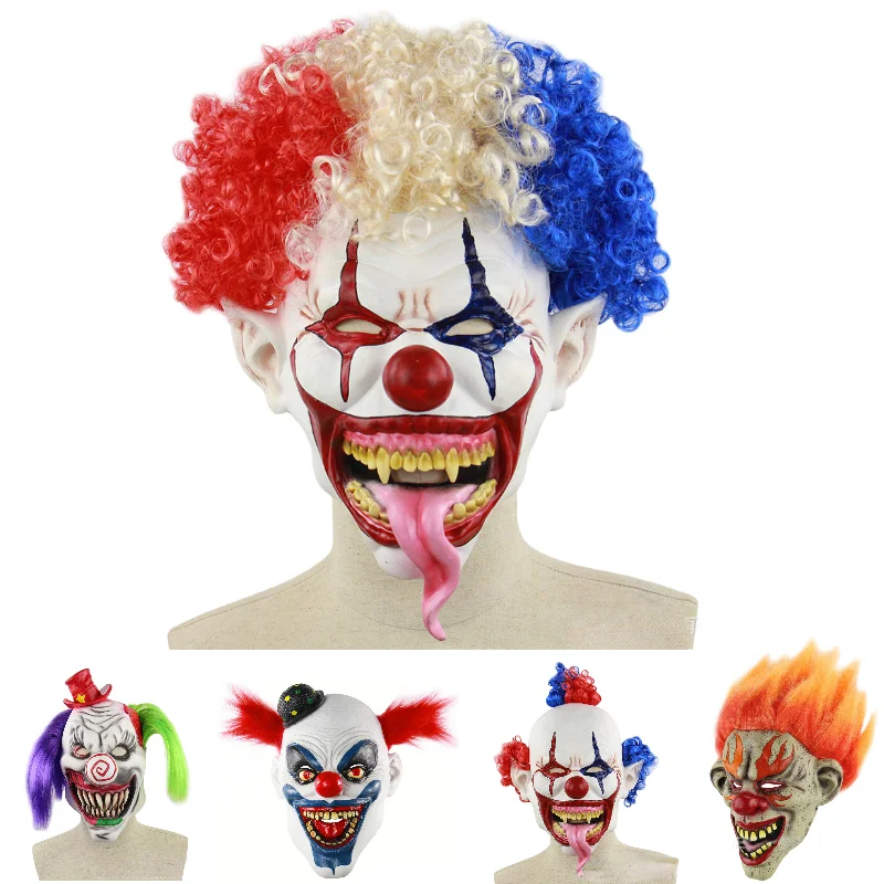 Máscara de Halloween Assustador Pennywise Palhaço Assustador Cara Cheia  Fantasia Festa Festival Cosplay Decoração Adereço para Adultos