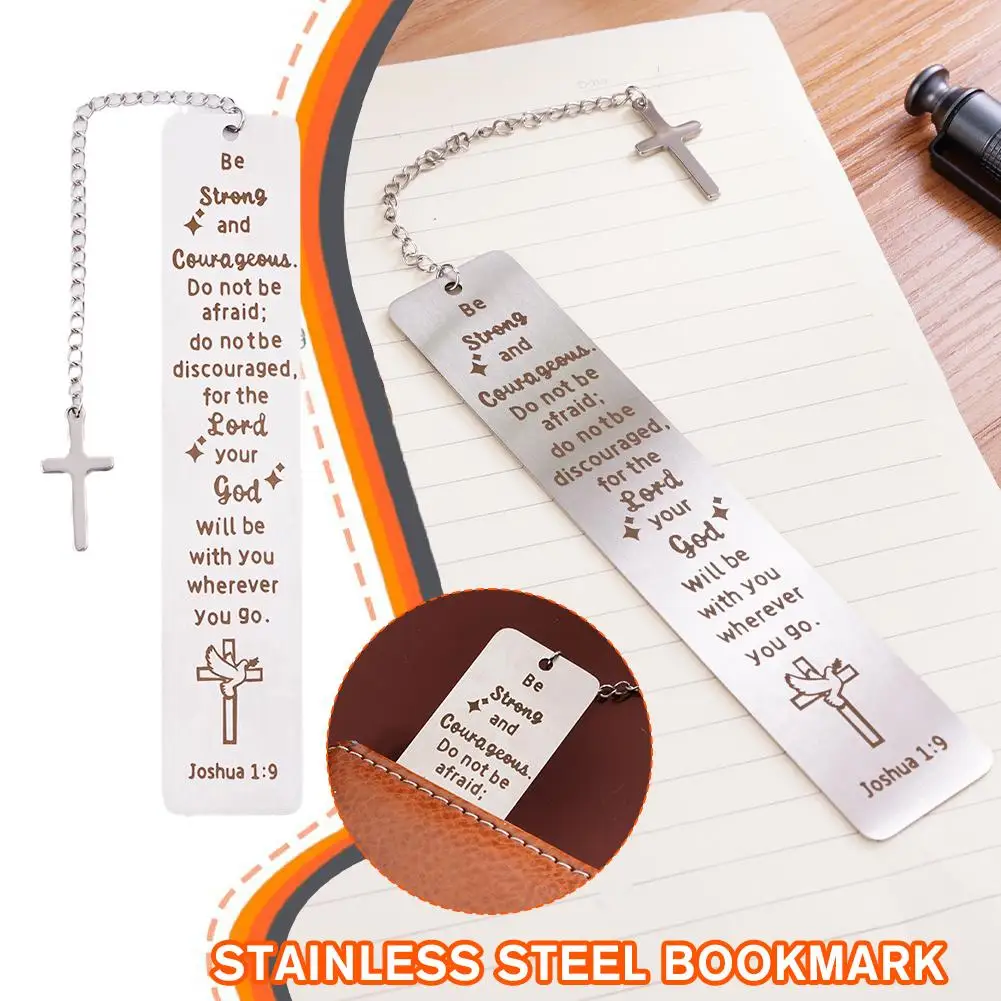 Creative Metal Bookmark With Cross Pendant Inspirational Student Book Reading Teacher's Stationery Day Gifts Mark Book Page A6L8 1pc chinese retro carving style metal bookmarks hollow animals pendant book clip pagination mark school stationery supply gifts