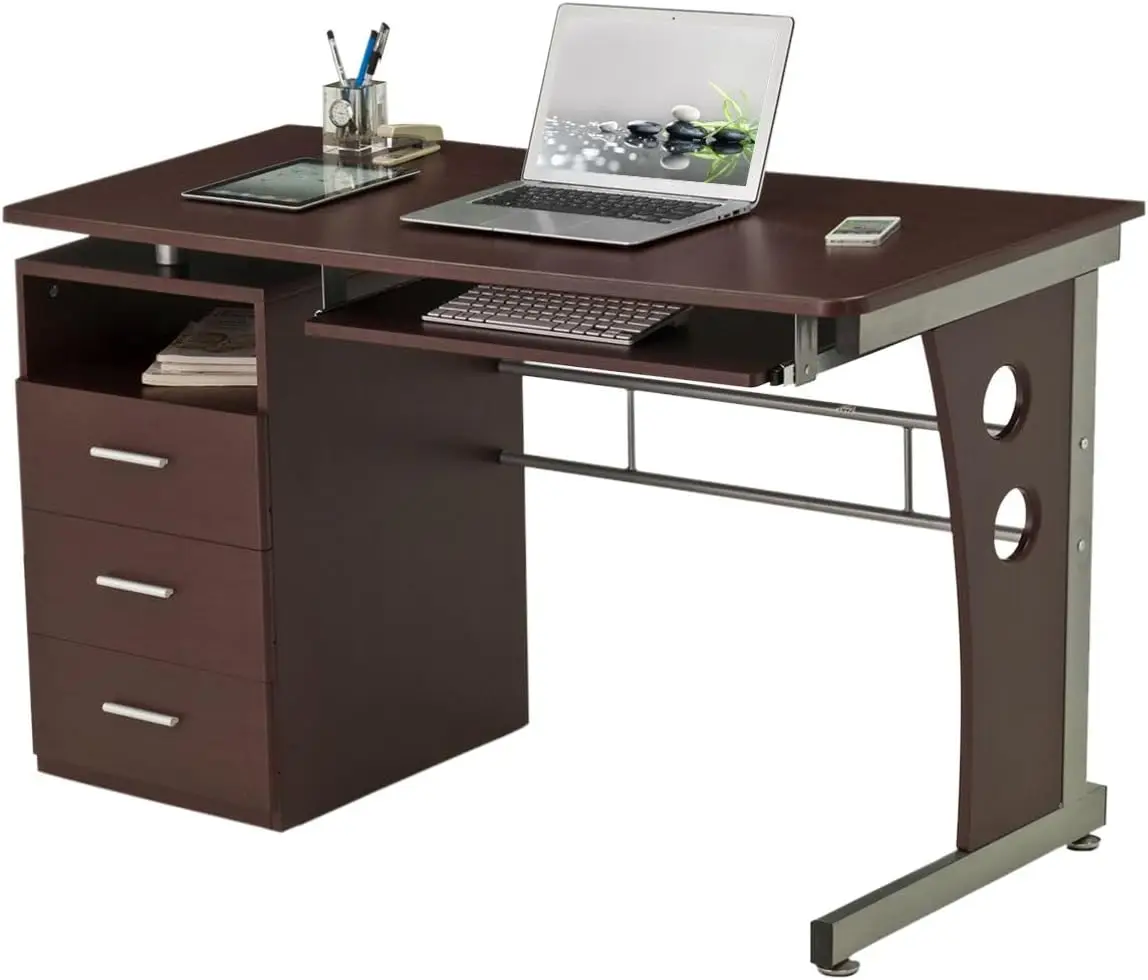 Techni Mobili Computer Desk with Ample Storage, Chocolate, 30