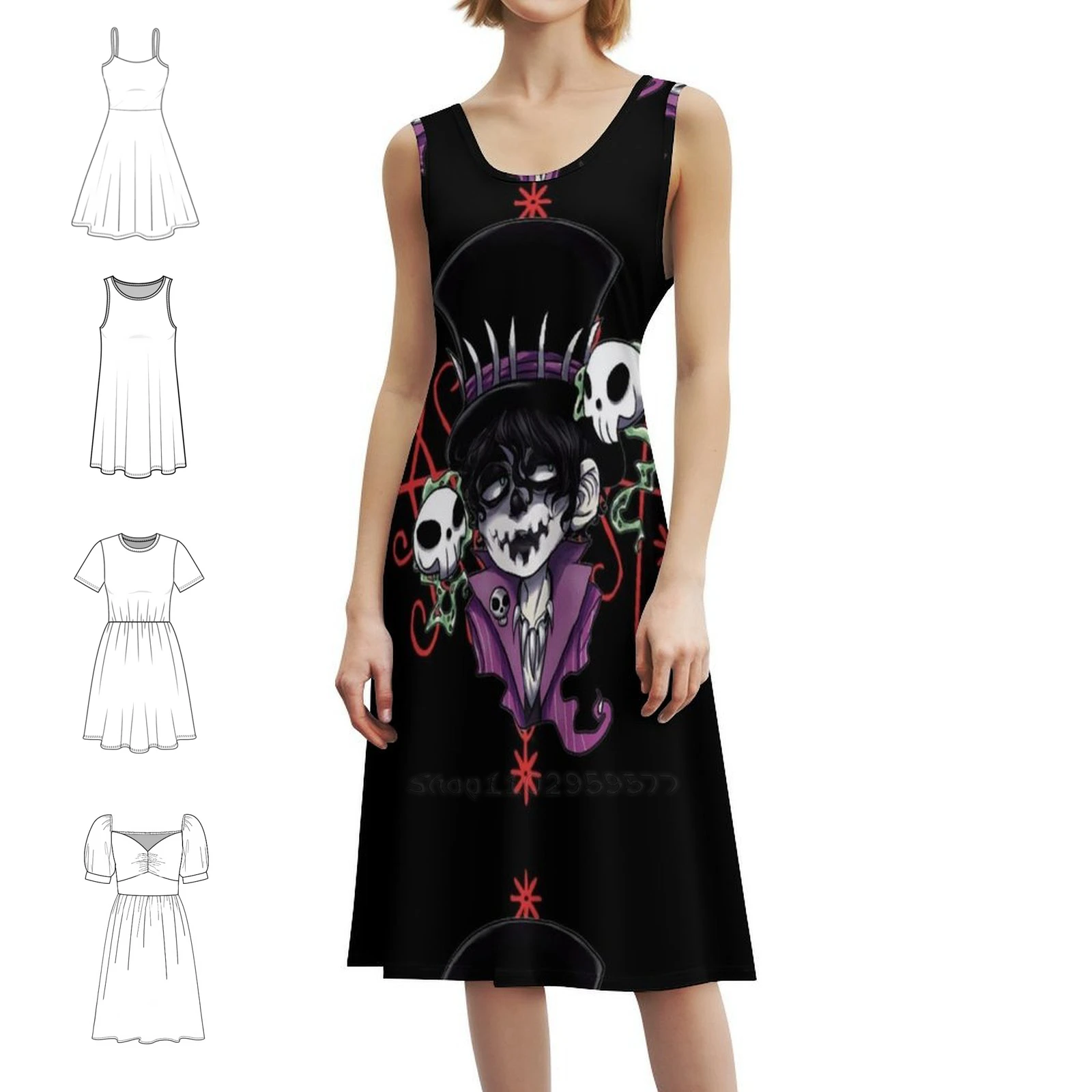 Papa Legba Young Sweetheart Neckline Dress Elegant Summer Party Dress For Women Papa Legba Young Skulls Religion Womens Dresses
