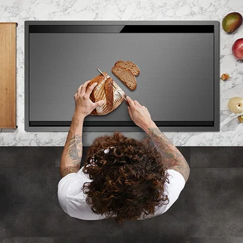 ASRAS ขนาดใหญ่ฝาครอบซ่อนเกาะอ่างล้างจาน 304 สแตนเลส 4 มม.ความหนา Handmade Stepped Sink ถ้วย Rinser อ่างล้างจาน 2