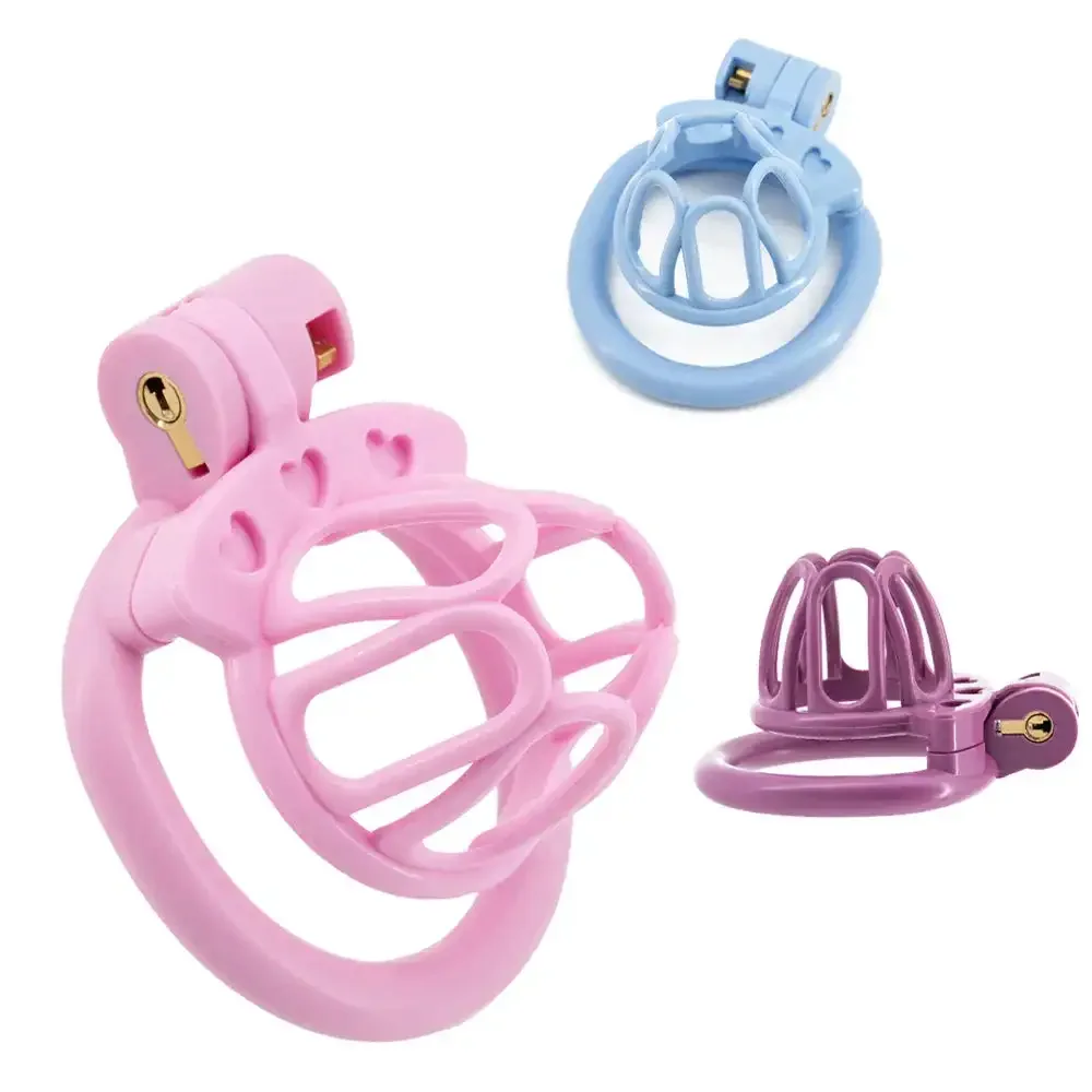 CB Cute Chastity Cage Erotic Urethral Lock Slave Device Invisible Lock with 4 Rings Bondage Lightweight Erection Control