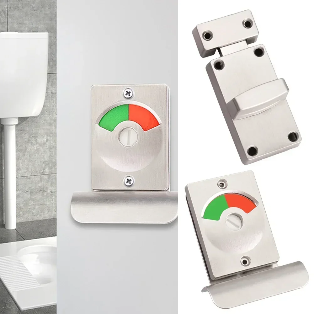 Door Latch 1 Set Indicator Door Lock Aluminum Alloy For Toilet Partition Door Lock Bathroom With Red Green Indicator Public Toilet WC Latch