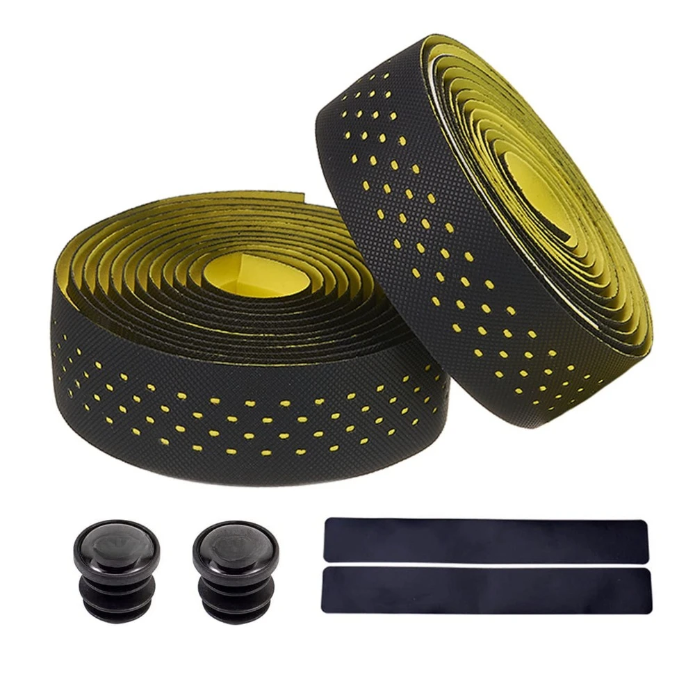 Ruban de guidon de cyclisme sur route Guidolines Bande guidon v&eacute;lo Bouchons Utilis&eacute; Plupart des V&eacute;los 2 PCS