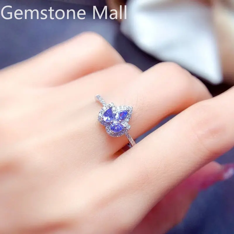 

Dazzling Tanzanite Engagement Ring for Woman 0.5ct 4mm*6mm Natural Tanzanite Ring 925 Silver Gemstone Jewelry