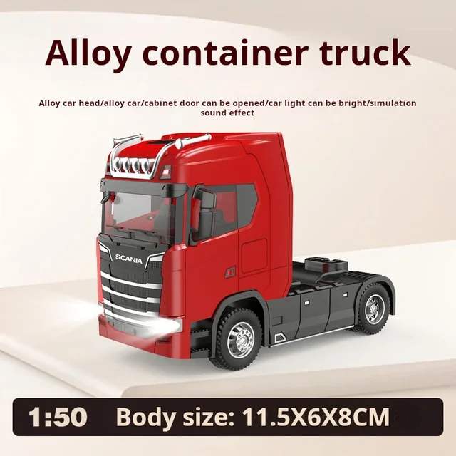 1/50 Alloy Diecast Truck Head Car Model Toys Simulation Engineering Transport Vehicle Pull Back Container Head Metal Toy for Boy 2