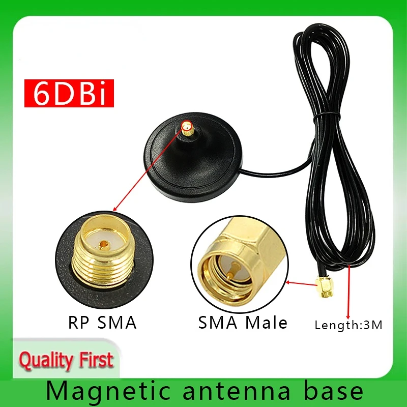 

grandwisdom 5p10p WiFi Antenna Extension SMA Male IOT to Female with 3M Cable 6CM Magnetic Base for Router Wireless Network Card