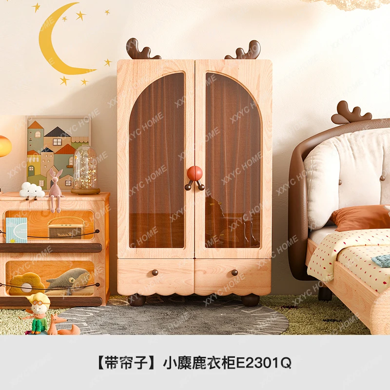 Elk Children's Wardrobe Solid Wood Girls' Baby Storage Cabinet Cartoon Boy Bedroom