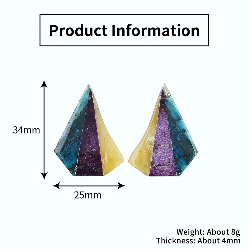 Natural Gemstone Chrysocolla,Yellow Opal,African Purple Stone Fashion Intarsia Earrings Accessories For Women 34x25x4mm 8g