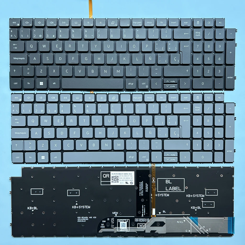 3511 Tastiera Retroilluminata Spagnola Per Dell Inspiron 15 3510 3511 5510 5515 5518 7510 7610 Latitude 3520 3530 08 Rj3Y Nsk-Dehbbw Sp