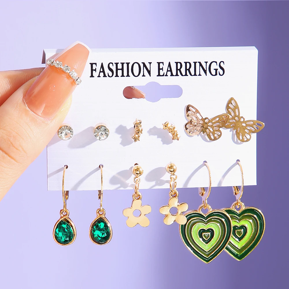 5Pairs Popular Colorful Dripping Oil Heart Enamel Hoop Jewelry Earrings For  Women Girl - AliExpress