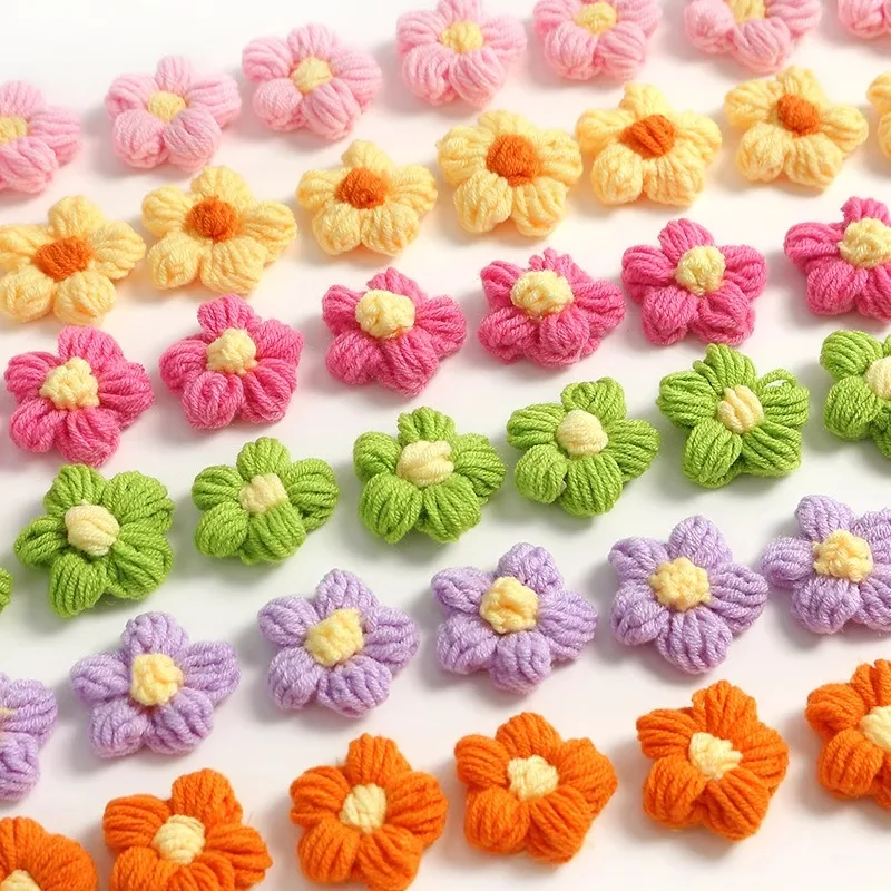 3.5cm Wool Flower Stickers DIY Shoes and Hats Handicrafts Sewing Clothes Colorful Hair Clips Decorative Accessories Puff Pompom