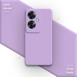 Sleek Square Liquid Silicone Phone Case with Flocking Interior - 6.7 Back Cover for Oppo Reno11 F (Grass Purple)