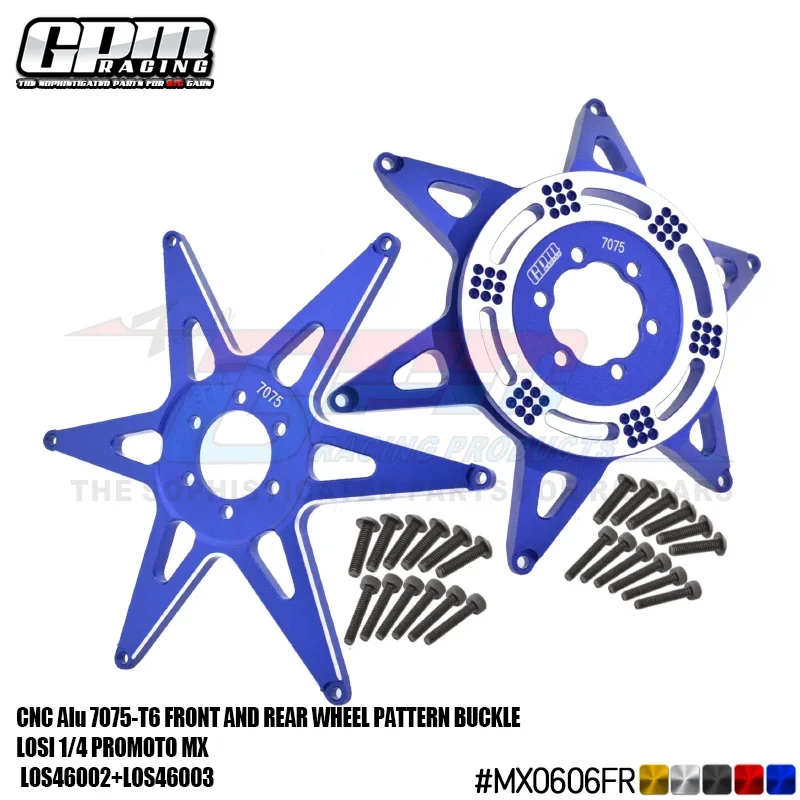 Anelli Di Rinforzo Ruota Posteriore In Alluminio Rosso Per Losi 1/4 Promoto MX Moto (LOS46003) - 2