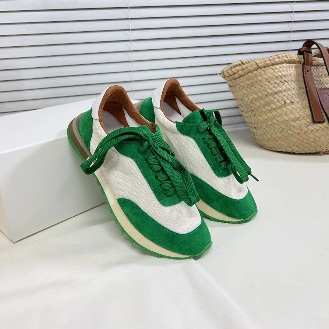 Scarpe Da Donna Luxury R0W Brand Casual Flat Walking Shoes Lace Up Sneakers Traspiranti Flats Round Toe Matching Color Shoes