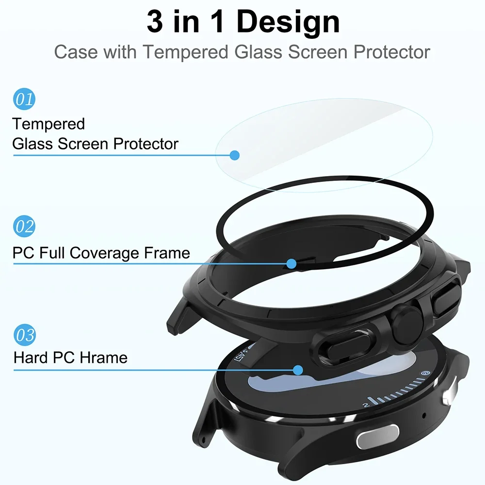 Ultra Upgrade All-Around Protective Glass Case for Smart Watch - 44/40mm Turning into 47mm