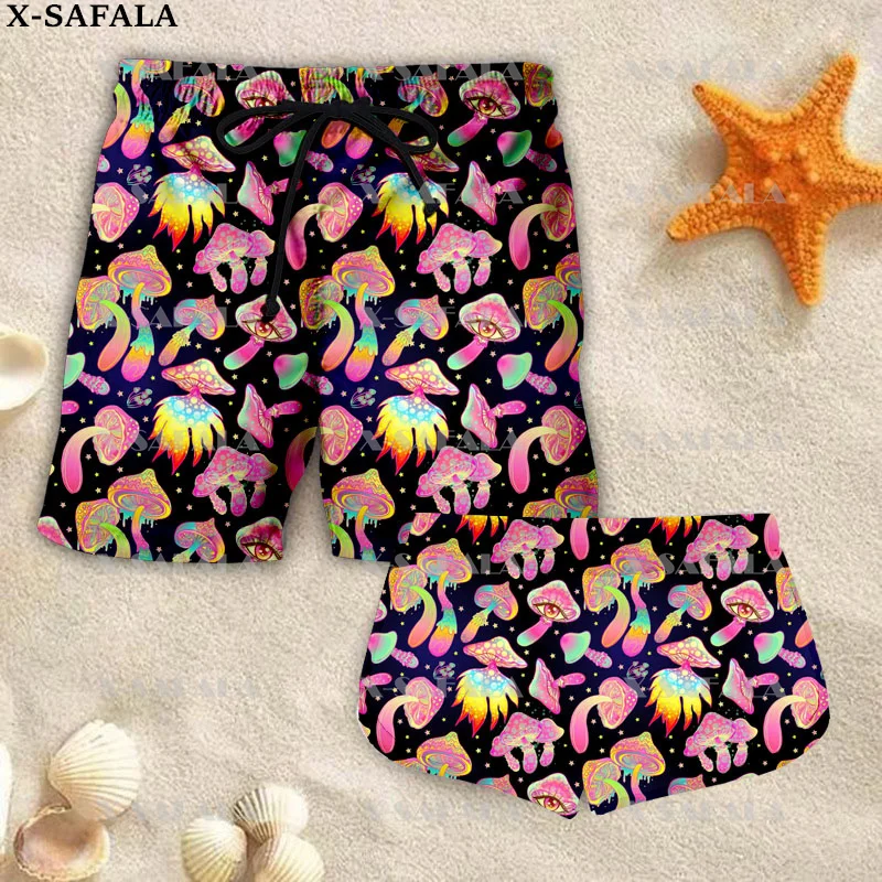 

Couple Matching Psychedelic Mushroom Trippy Shorts 3d Shorts Women Men Elastic Waist Shorts Summer Couple Beach Shorts-12