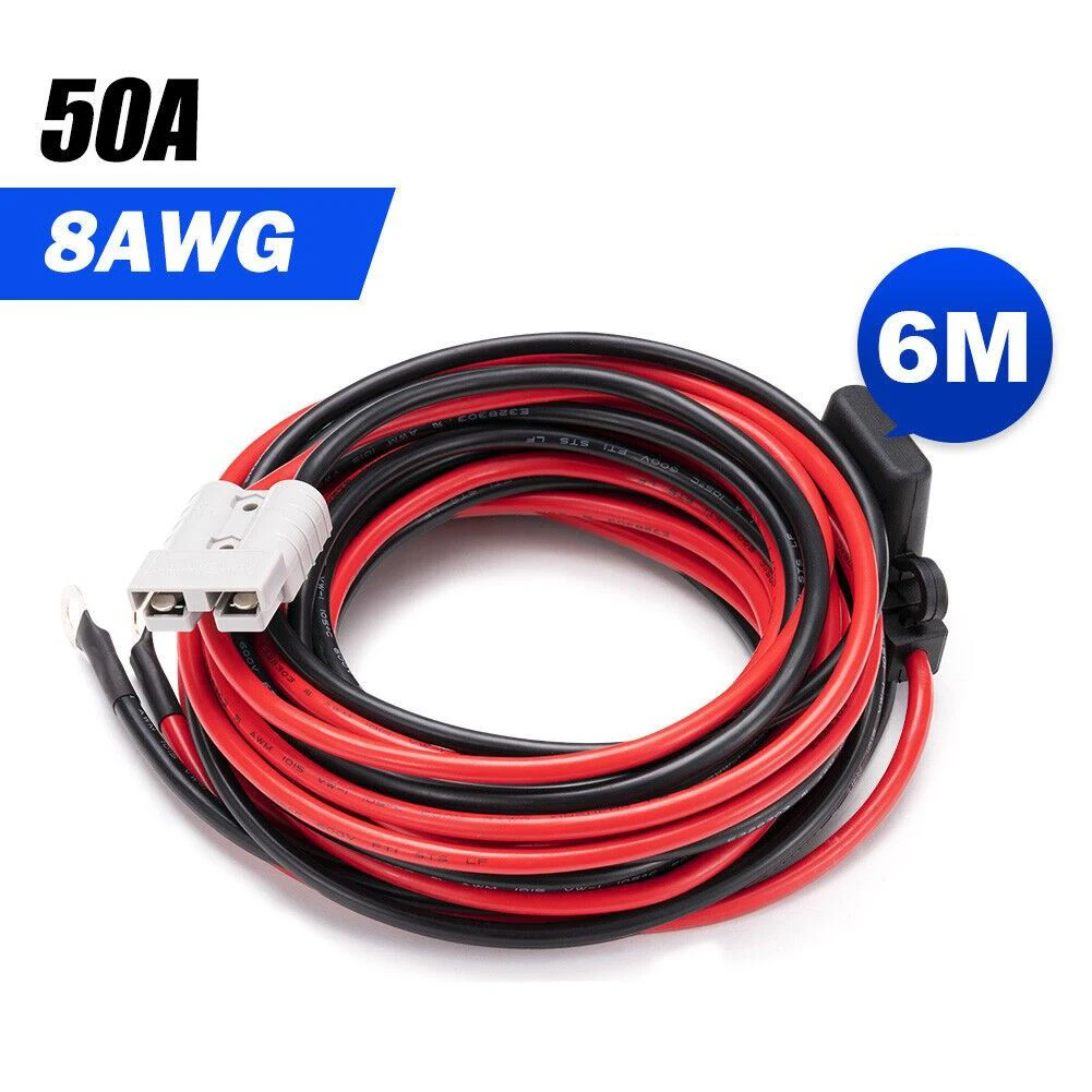 

50A Wiring Kit Battery Cable Quick Connect Wire 12V 1m/6m For Anderson Type Plug Battery Cable Quick Connect 600V 8AWG Kit
